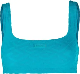 Greca-print bikini top