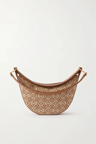 Loewe - Luna Small Leather-trimmed Canvas-jacquard Shoulder Bag - Brown
