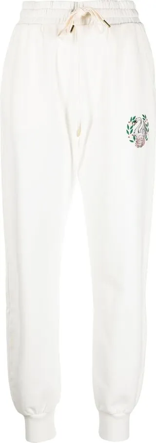 Embleme de Cygne embroidered track pants