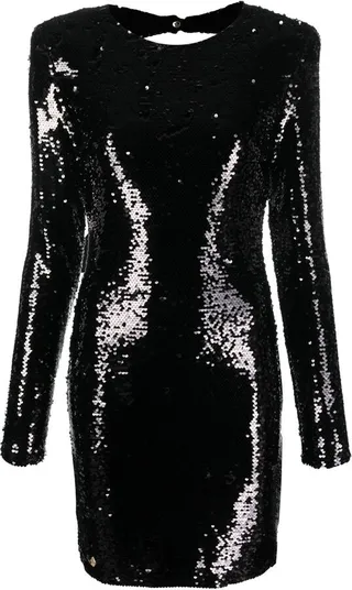 Long-Sleeved Sequin-Embellished Dress