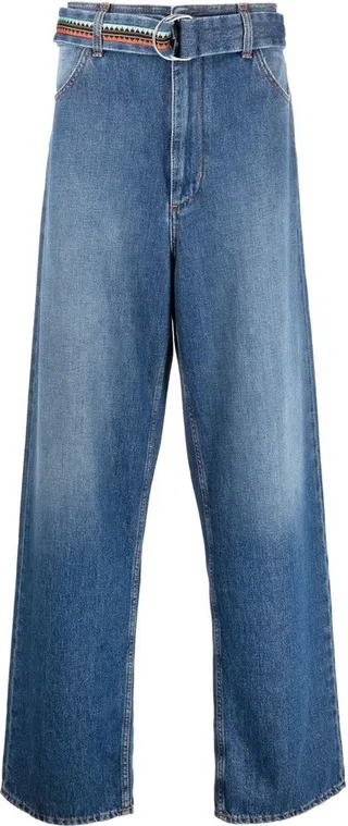 Belted Wide-Leg Jeans