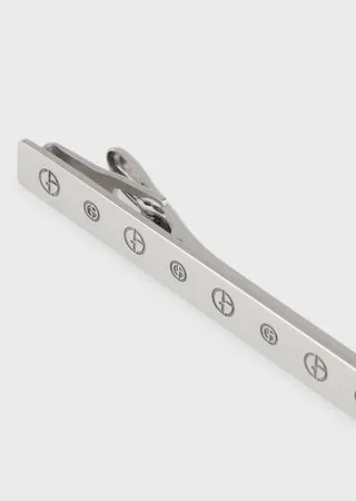 Silver tie bar with embossed logo