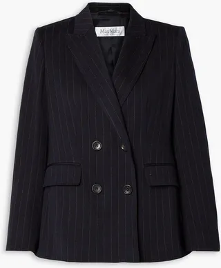 Cinghia double-breasted pinstriped wool-blend jersey blazer