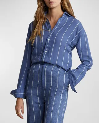 Relaxed-Fit Striped Linen Shirt