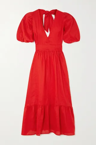 Faithfull The Brand - Romilla Open-back Linen Midi Dress - Red