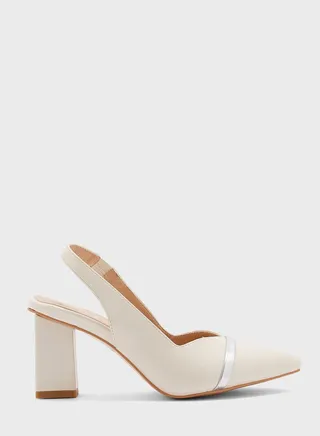 Metallic Trim Detail Slingback Pointed Pump