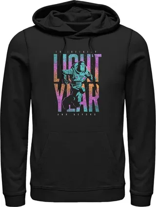 Men's Lightyear Colorful Logo Pull Over Hoodie - Black - Medium