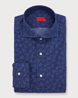 Men's Tonal Floral Cotton Sport Shirt
