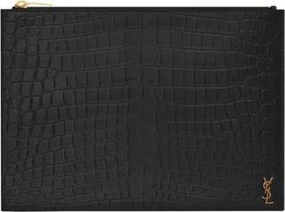 Saint Laurent Croc-Embossed Monogram Document Case