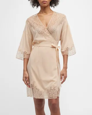 Spell On You Lace-Trim Silk Robe