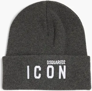 Icon appliquéd mélange wool beanie