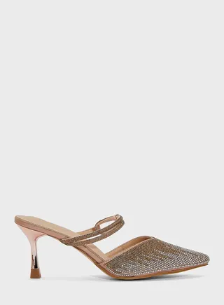 Diamante Double Strap Slip On Pump