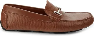 Snake Embossed Leather Bit Driving Loafers