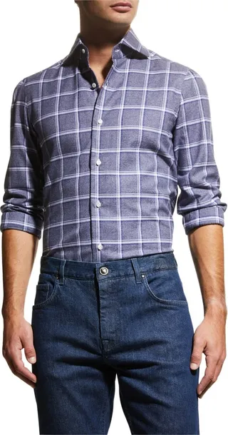Men's Windowpane Dress Shirt