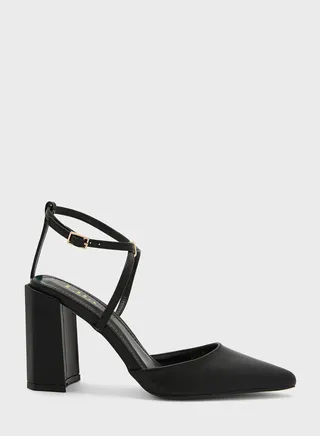 Ankle Strap Block Heel Pumps