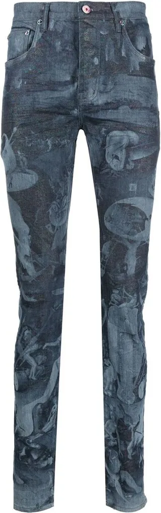 Laser-Print Skinny Jeans