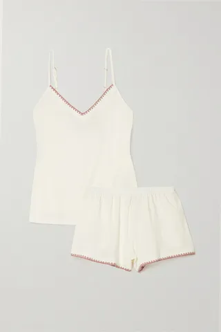 Eberjey - Frida Embroidered Stretch-tencel Modal Pajama Set - Ivory