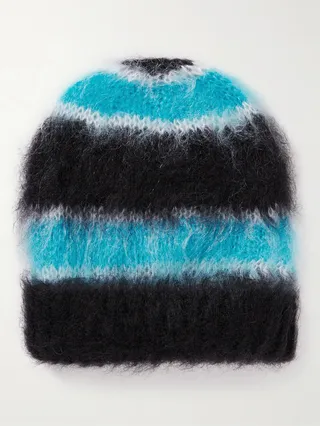 Striped Mohair-Blend Beanie