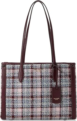 Kate Spade New York Market Tweed Fabric Medium Tote (Dark Merlot Multi) Tote Handbags