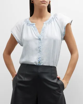 Alena Button-Front V-Neck Top