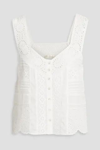 Breecan pintucked broderie anglaise tank