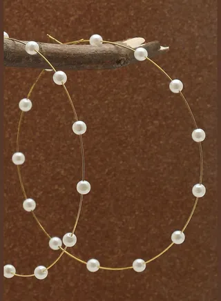 Gold Plated Pearls Hoop Earring
