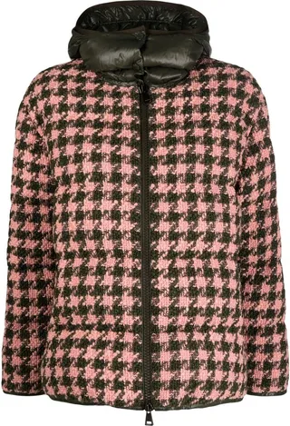 Houndstooth Hooded Puffer Jacket