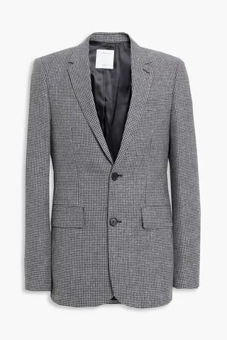 Houndstooth wool-blend blazer