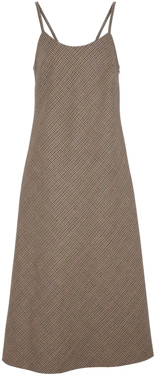 Checked virgin wool midi dress