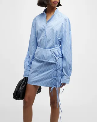 Amara Striped Button-Side Collared Top