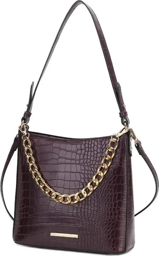 MKF Collection by Mia K Bizzy Faux Crocodile-Embossed Vegan Leather Women’s Shoulder Handbag - Red