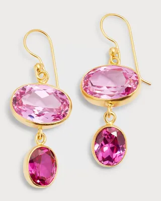 Large Double Drop Earrings with Pink Sapphires
