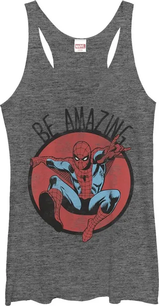 Women's Marvel Spider-Man Be Amazing Racerback Tank Top - Gray Heather - Medium