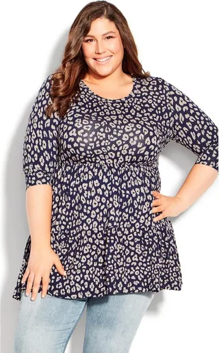 AVENUE | Women's Plus Size Amaya Print Tunic - navy animal - 16W