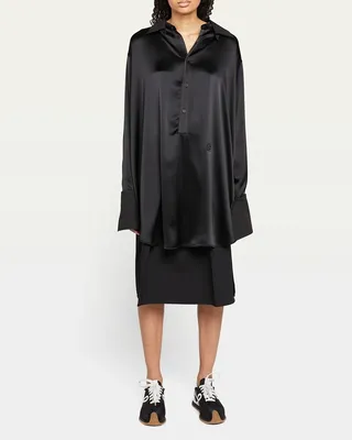 Silk Button-Front Shirtdress