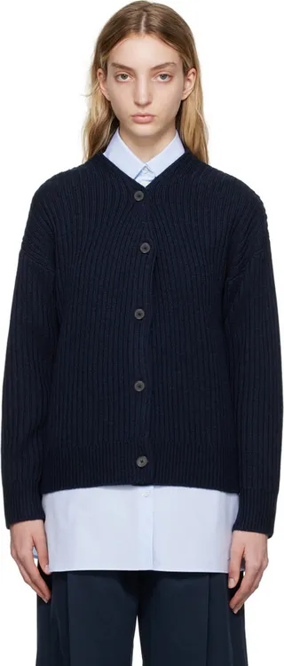 Mark Kenly Domino Tan Navy Kathena Cardigan