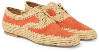 x Clergerie Miguel raffia and suede Derby shoes