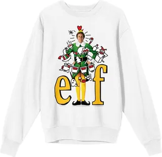 Elf Sketch Art Women's White Long Sleeve Sweatshirt-Small