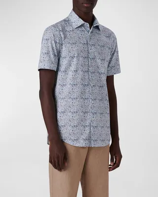 Men's Oooh Cotton Abstract Print Button-Front Shirt