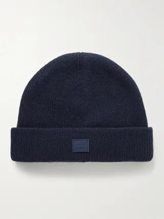 Logo-Appliquéd Ribbed Wool-Blend Beanie