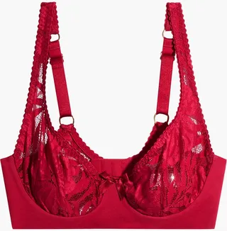 Audrey stretch-lace and jersey underwired bra