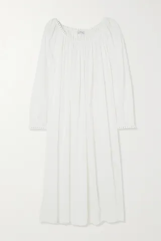 Pour Les Femmes - Thilda Lace-trimmed Cotton-voile Nightdress - White