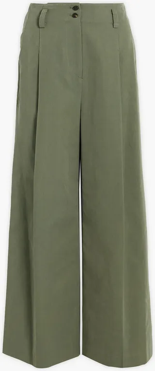One Tuck pleated cotton-blend twill wide-leg pants