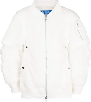 Oversized Ruffle-Detail Bomber Jacket