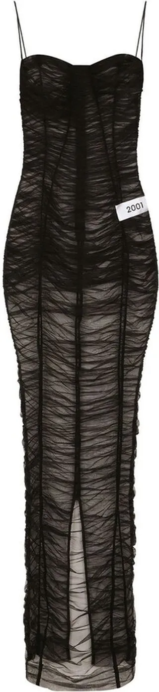 KIM DOLCE&GABBANA gathered-detail sheer maxi dress
