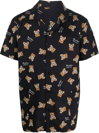 Teddy Bear motif cotton pyjama shirt
