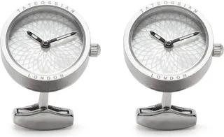 Clock-Design Silver-Plated Cufflinks