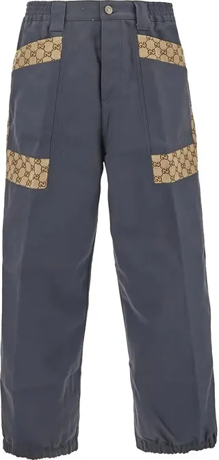 Wide Leg Trousers With Interlocking Gg Jacquard