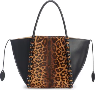 Hinge Medium Leopard Print Leather Tote