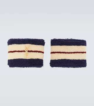 Striped cotton-blend wristbands